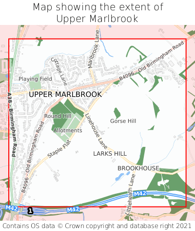 Map showing extent of Upper Marlbrook as bounding box