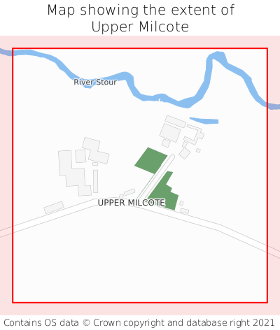 Map showing extent of Upper Milcote as bounding box