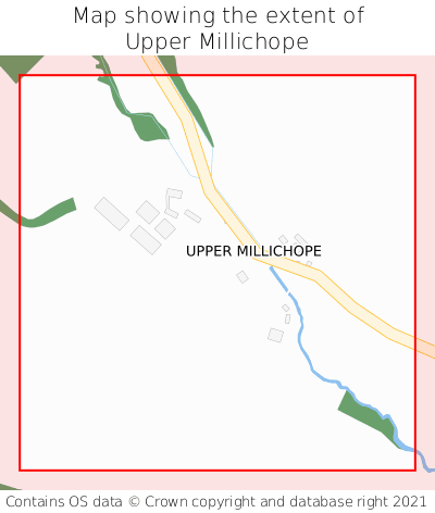 Map showing extent of Upper Millichope as bounding box