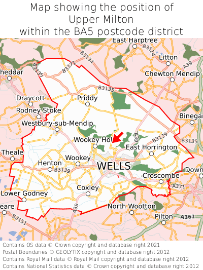 Map showing location of Upper Milton within BA5