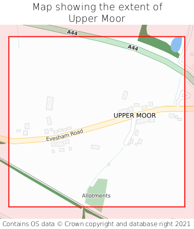 Map showing extent of Upper Moor as bounding box