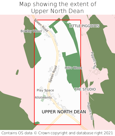 Map showing extent of Upper North Dean as bounding box