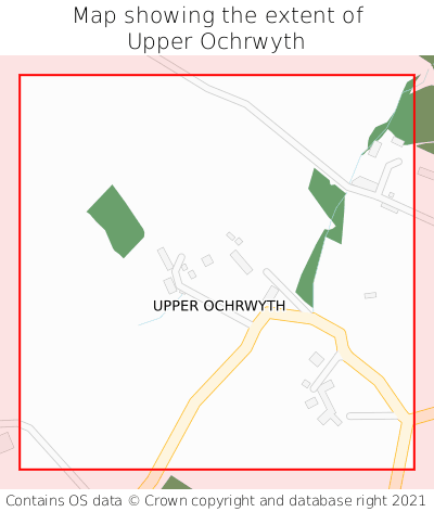 Map showing extent of Upper Ochrwyth as bounding box