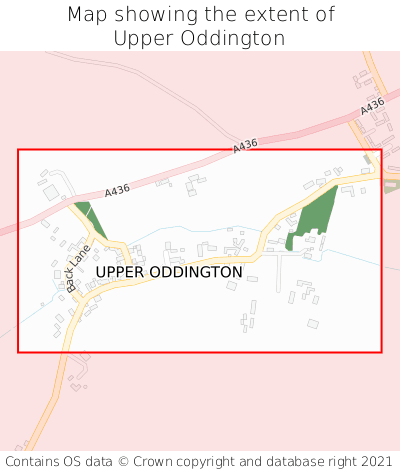 Map showing extent of Upper Oddington as bounding box