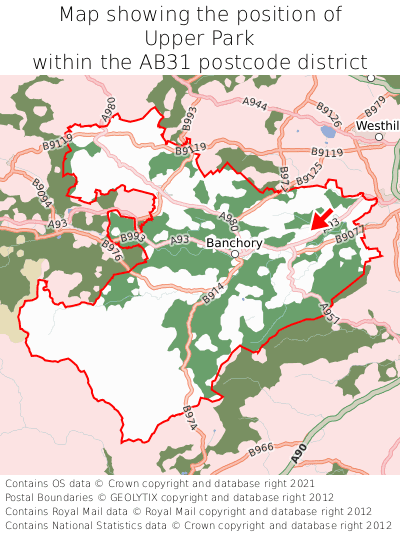 Map showing location of Upper Park within AB31