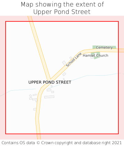 Map showing extent of Upper Pond Street as bounding box
