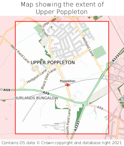 Map showing extent of Upper Poppleton as bounding box