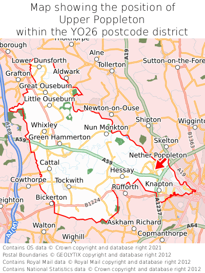 Map showing location of Upper Poppleton within YO26