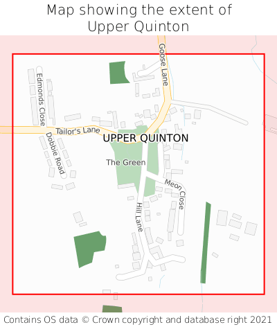 Map showing extent of Upper Quinton as bounding box