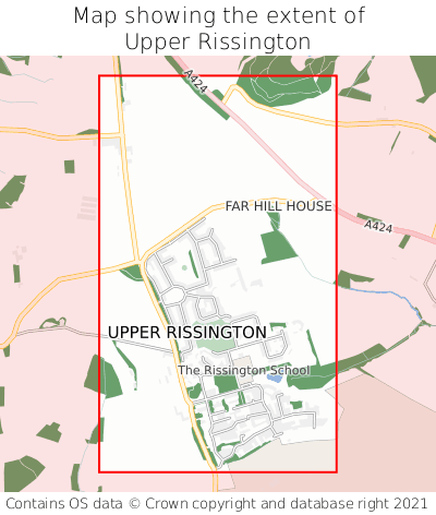 Map showing extent of Upper Rissington as bounding box