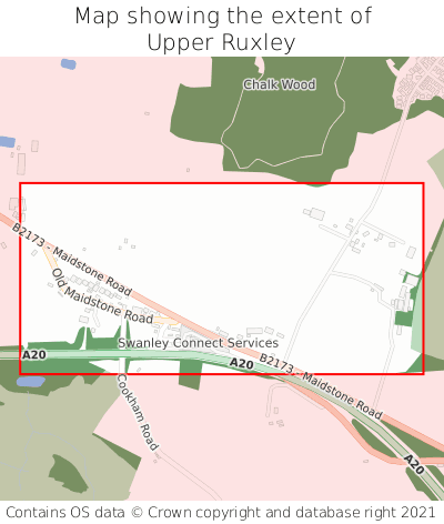 Map showing extent of Upper Ruxley as bounding box