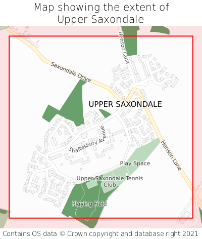 Map showing extent of Upper Saxondale as bounding box