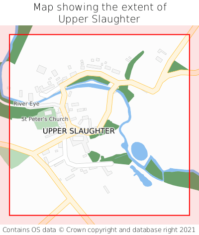 Map showing extent of Upper Slaughter as bounding box
