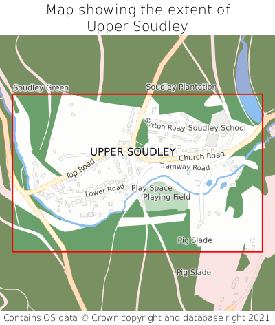 Map showing extent of Upper Soudley as bounding box