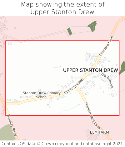 Map showing extent of Upper Stanton Drew as bounding box