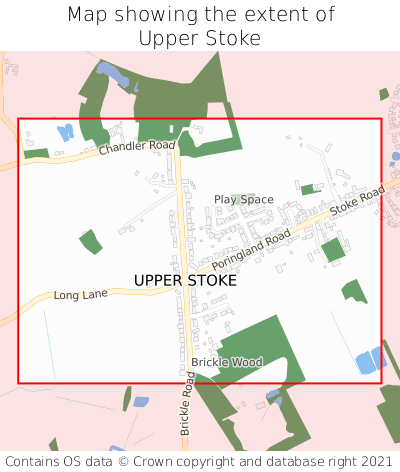 Map showing extent of Upper Stoke as bounding box