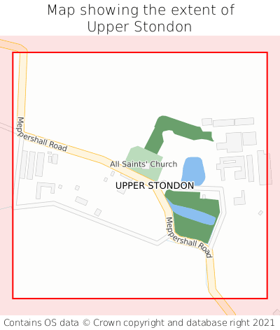 Map showing extent of Upper Stondon as bounding box