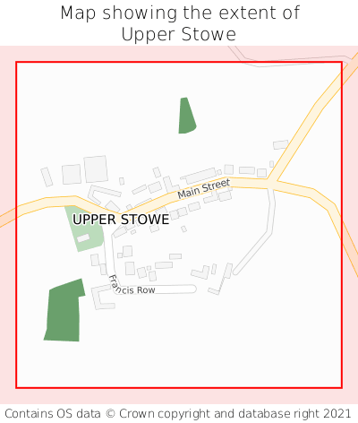 Map showing extent of Upper Stowe as bounding box