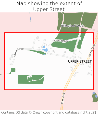 Map showing extent of Upper Street as bounding box