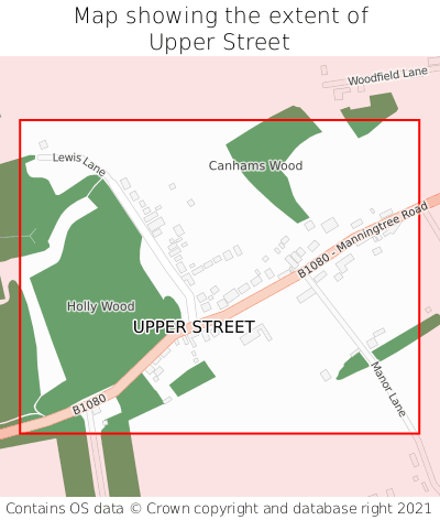 Map showing extent of Upper Street as bounding box