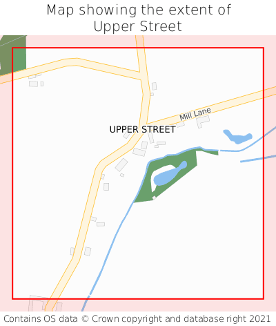 Map showing extent of Upper Street as bounding box
