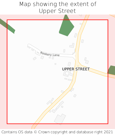 Map showing extent of Upper Street as bounding box