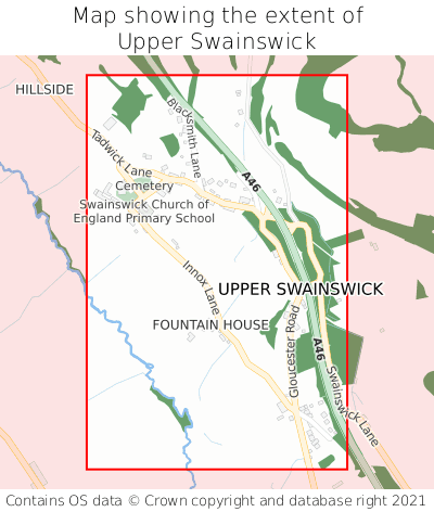 Map showing extent of Upper Swainswick as bounding box