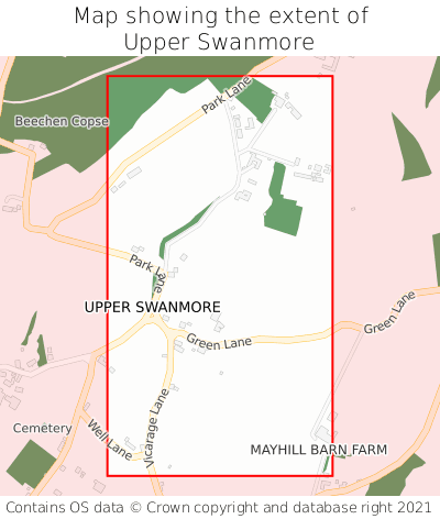 Map showing extent of Upper Swanmore as bounding box