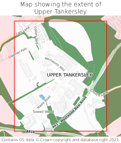Map showing extent of Upper Tankersley as bounding box
