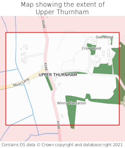 Map showing extent of Upper Thurnham as bounding box