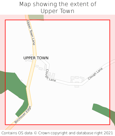 Map showing extent of Upper Town as bounding box