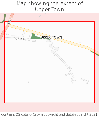 Map showing extent of Upper Town as bounding box