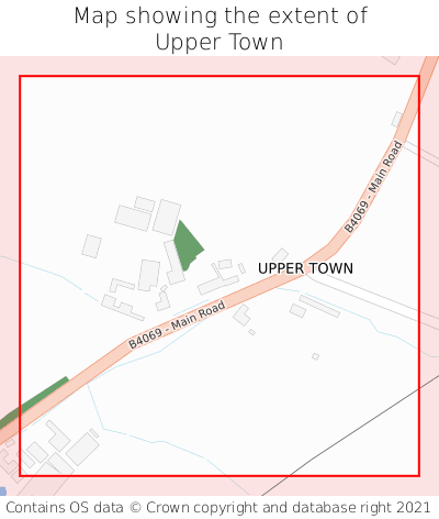 Map showing extent of Upper Town as bounding box