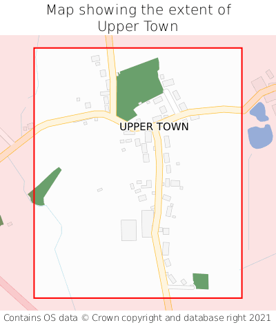 Map showing extent of Upper Town as bounding box