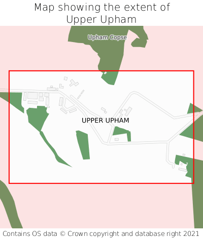 Map showing extent of Upper Upham as bounding box