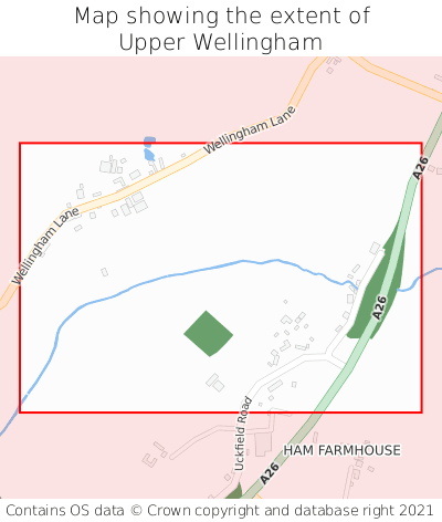 Map showing extent of Upper Wellingham as bounding box