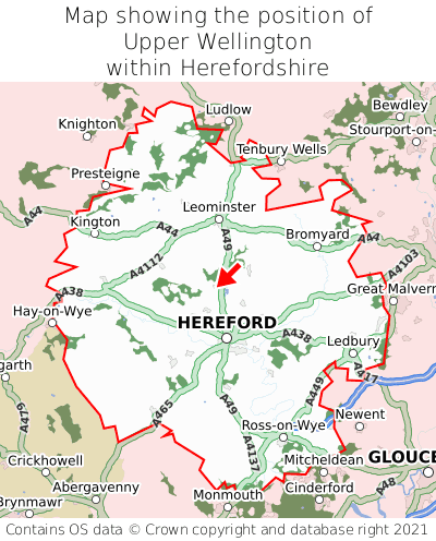 Map showing location of Upper Wellington within Herefordshire
