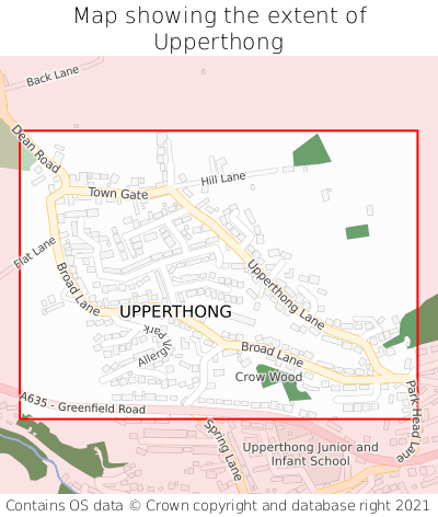 Map showing extent of Upperthong as bounding box