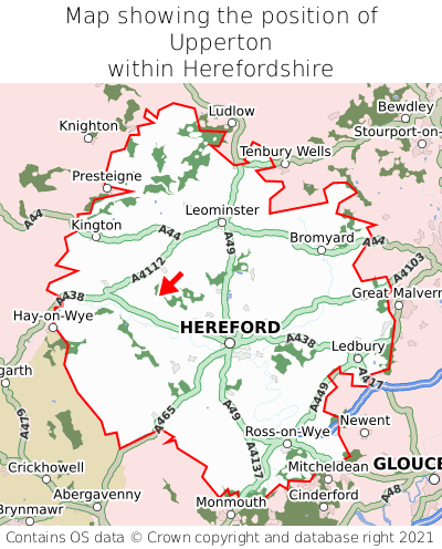 Map showing location of Upperton within Herefordshire