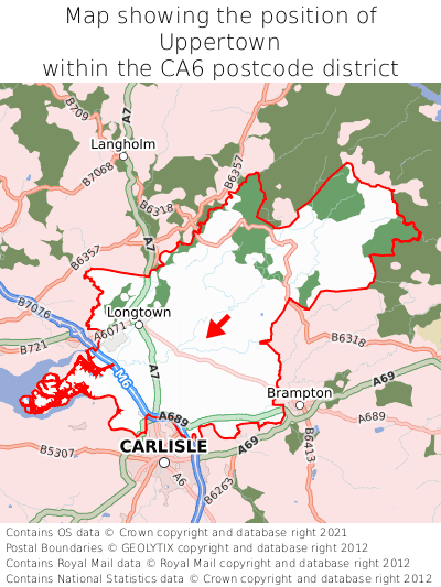 Map showing location of Uppertown within CA6