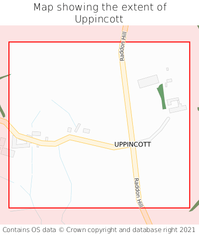 Map showing extent of Uppincott as bounding box