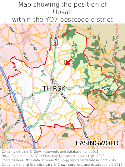 Map showing location of Upsall within YO7