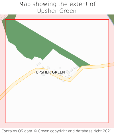 Map showing extent of Upsher Green as bounding box
