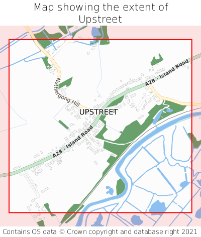 Map showing extent of Upstreet as bounding box
