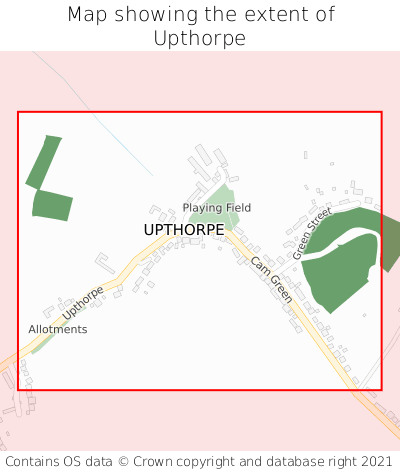 Map showing extent of Upthorpe as bounding box