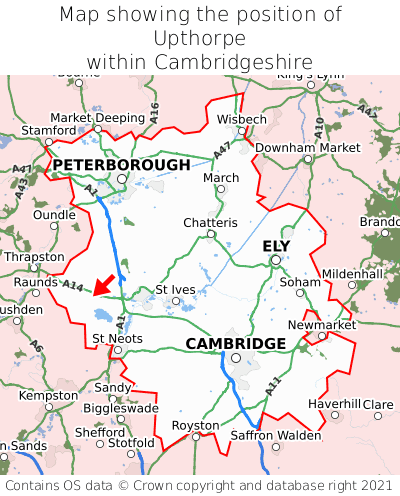 Map showing location of Upthorpe within Cambridgeshire