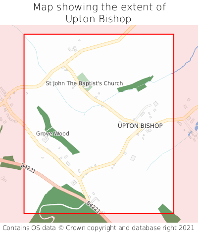 Map showing extent of Upton Bishop as bounding box