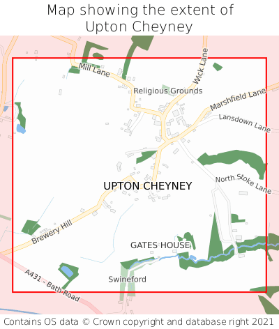 Map showing extent of Upton Cheyney as bounding box