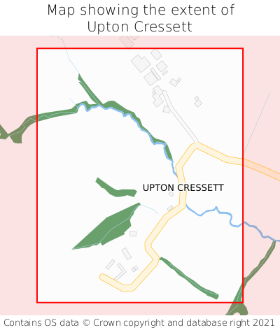Map showing extent of Upton Cressett as bounding box