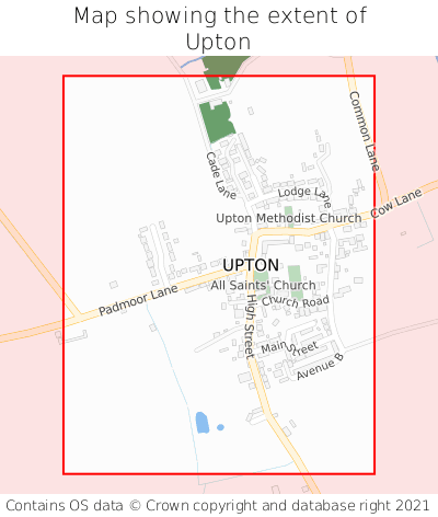 Map showing extent of Upton as bounding box